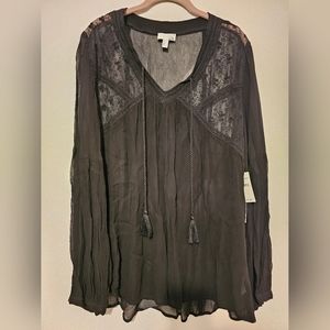 NWT 14th & union sheer floral tunic
